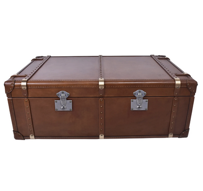 Aged Leather Vintage Trunk Coffe Table
