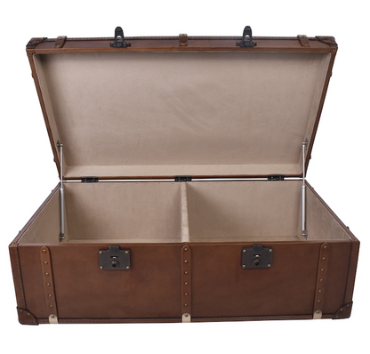 Aged Leather Vintage Trunk Coffe Table