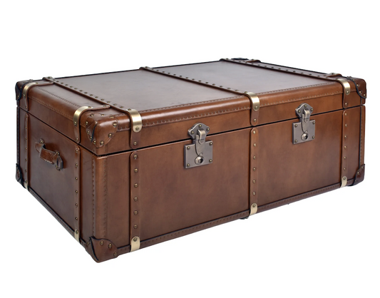 Aged Leather Vintage Trunk Coffe Table