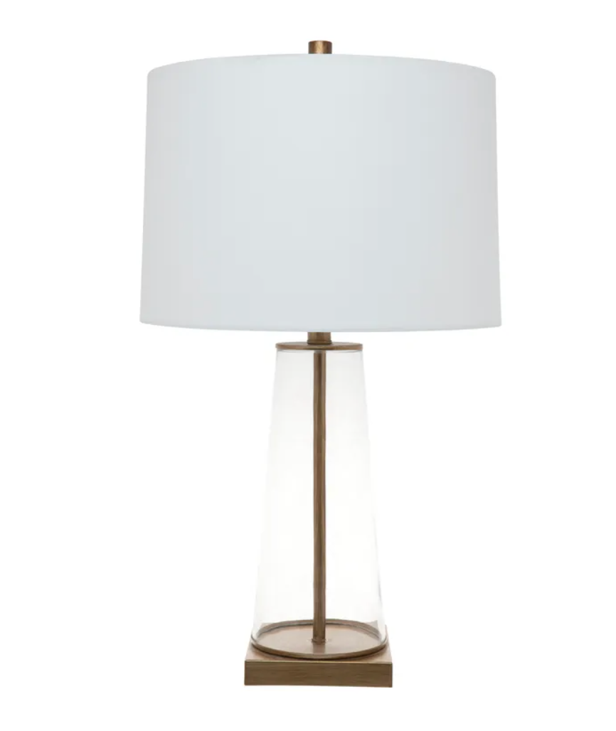 Clear Glass & Antique Gold Table Lamp