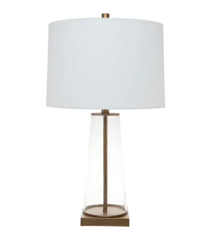 Clear Glass & Antique Gold Table Lamp