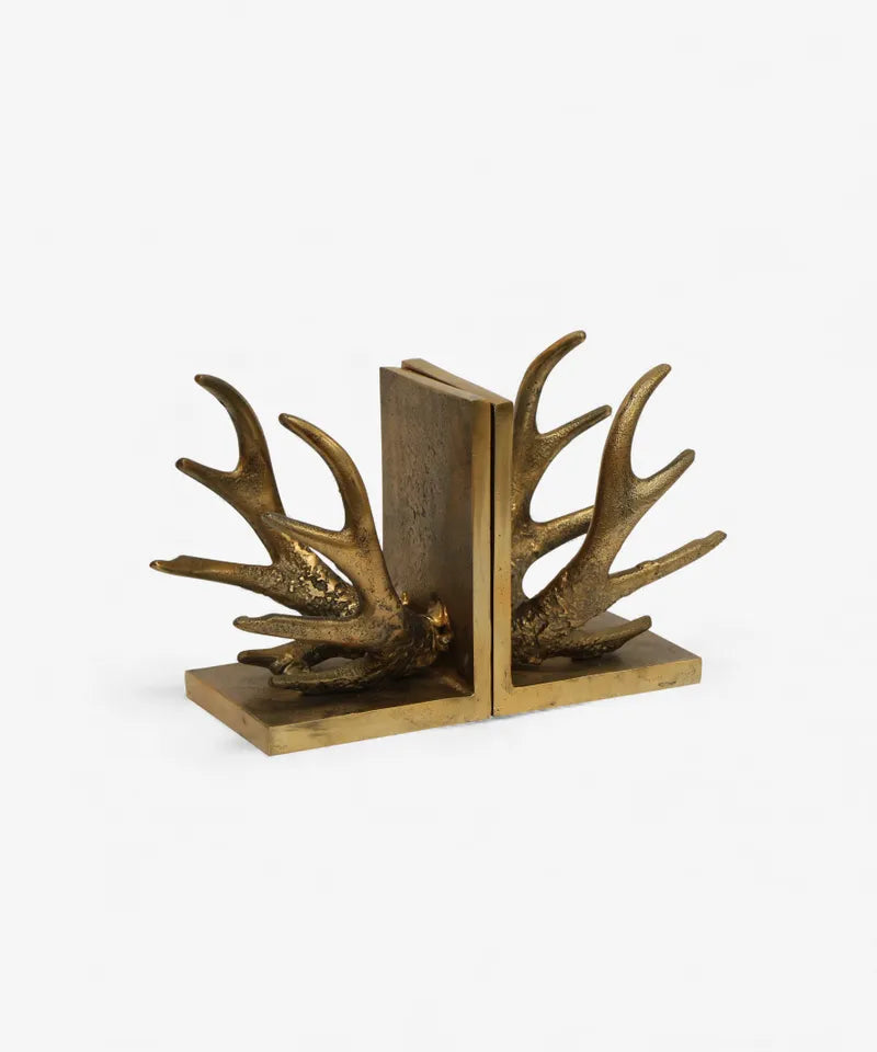 Antler Bookends in Antique Gold