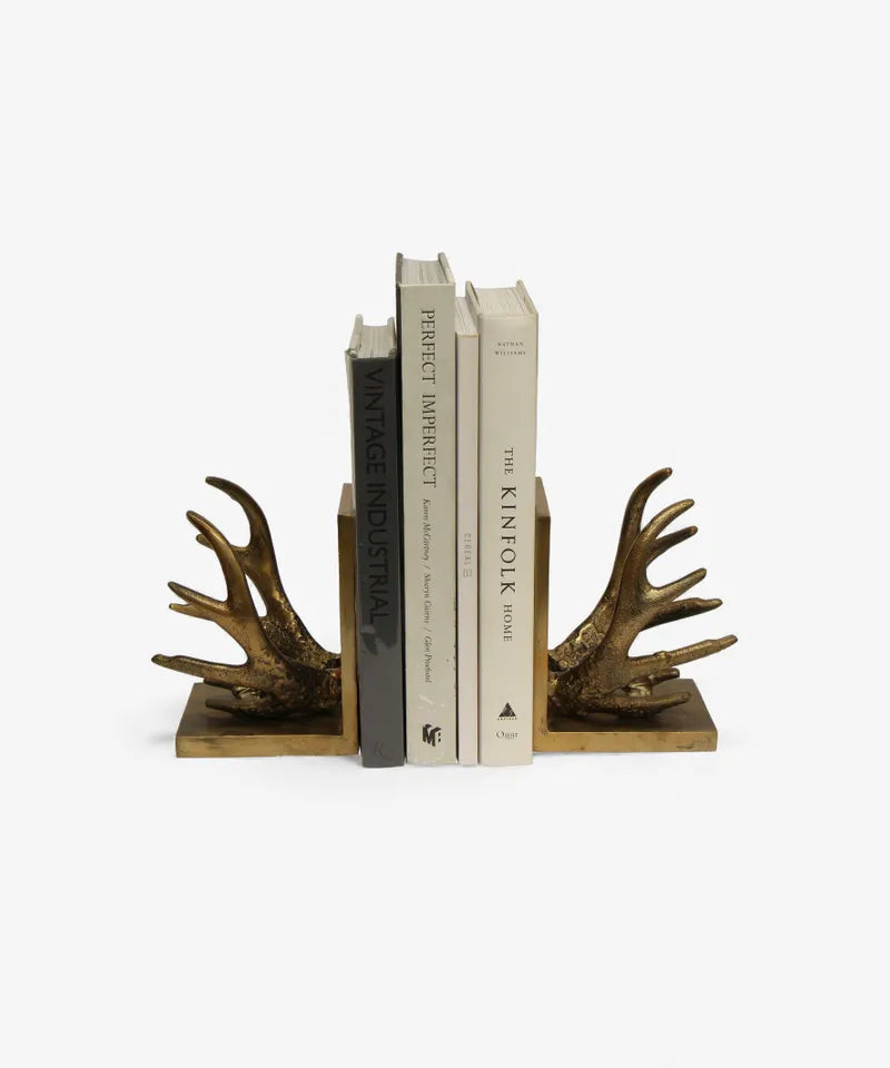 Antler Bookends in Antique Gold