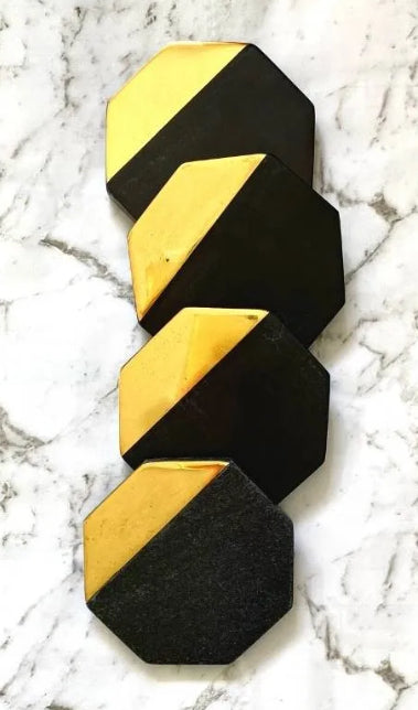 Brass & Black Marble Coasters