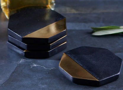 Brass & Black Marble Coasters