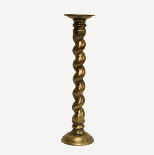 Gold Brass Twist Candle Holder Large