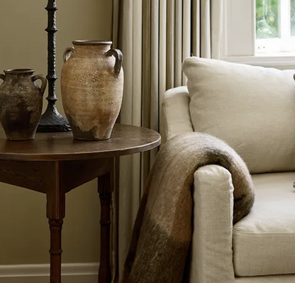 Canopy Plaid Wool Blend Tassel Throw - Brown