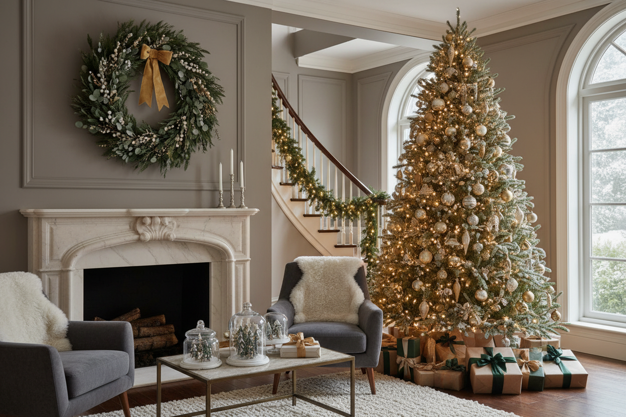 Christmas tree and wreath