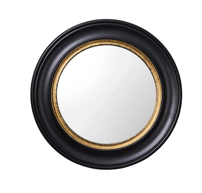Cicero Black & Gold Round Wall Mirror