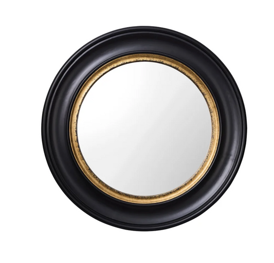 Cicero Black & Gold Round Wall Mirror