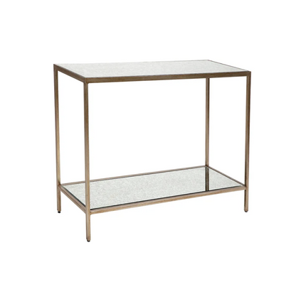 Cocktail Mirrored Console Table - Small Antique Gold