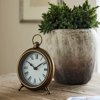 Desk / Bedside Table Clock Antique Gold