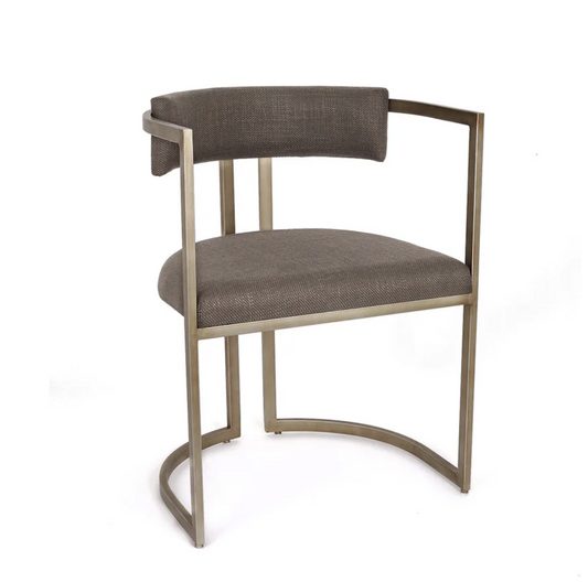 Antique Gold & Chocolate Linen Dining Chair