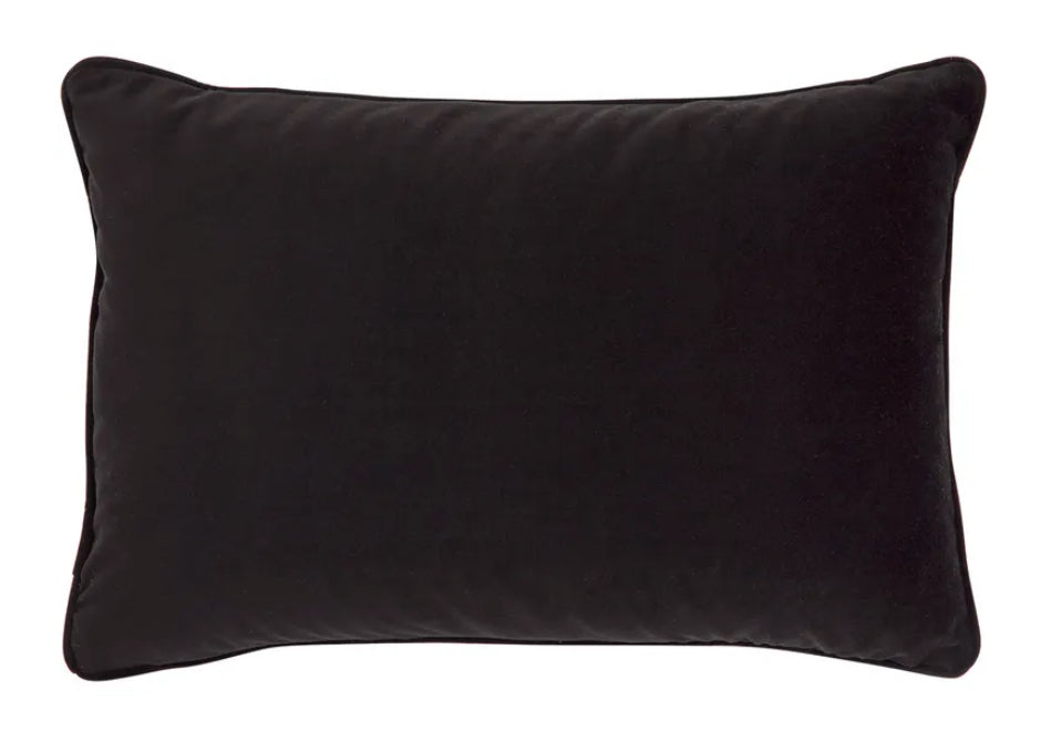 Leopard Chenille & Black Velvet Rectangle Cushion