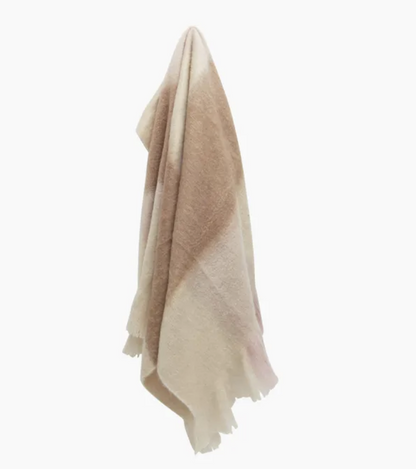 Florentine Dusky Pink Wool Blend Checkered Throw
