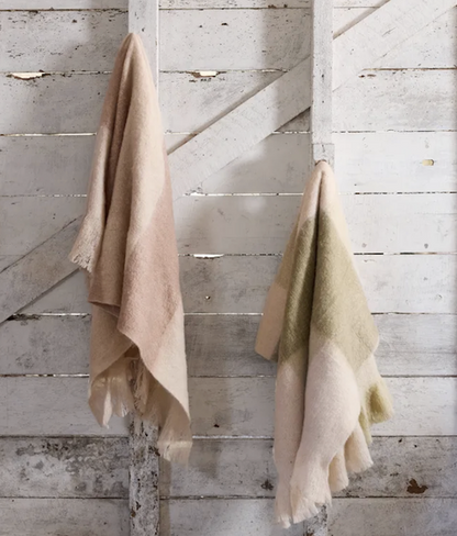 Florentine Dusky Pink Wool Blend Checkered Throw