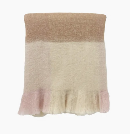 Florentine Dusky Pink Wool Blend Checkered Throw
