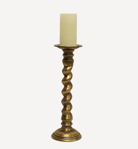 Gold Brass Twist Candle Holder Small
