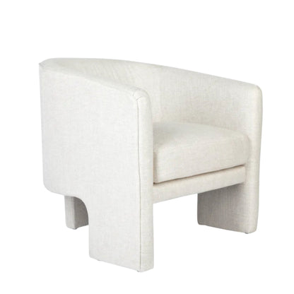 Natural Linen Mid - Century Style Arm Chair
