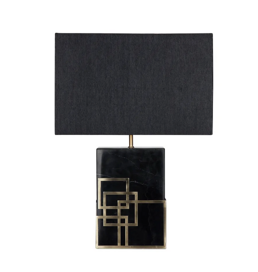 Marble Table Lamp - Black with Black Linen Shade