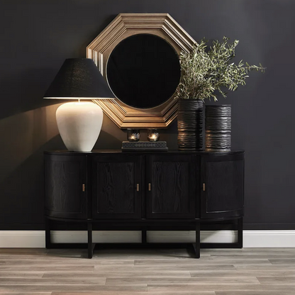 Picasso Table Lamp Natural Ceramic Base with Black Shade