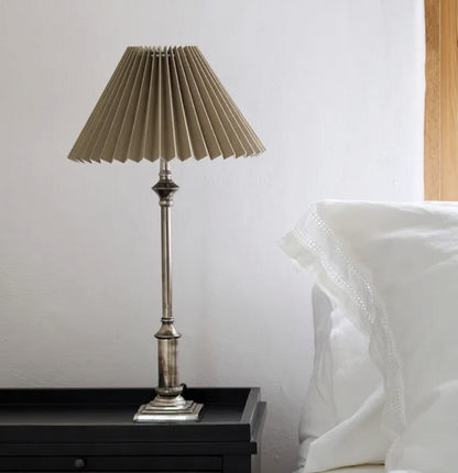 Pleated Linen Lamp Shade Taupe 35cm