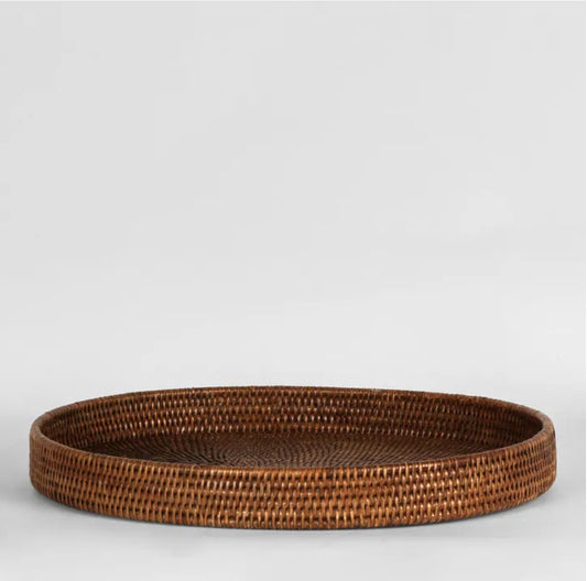 Rattan Oval Tray - Antique Brown - 46cm