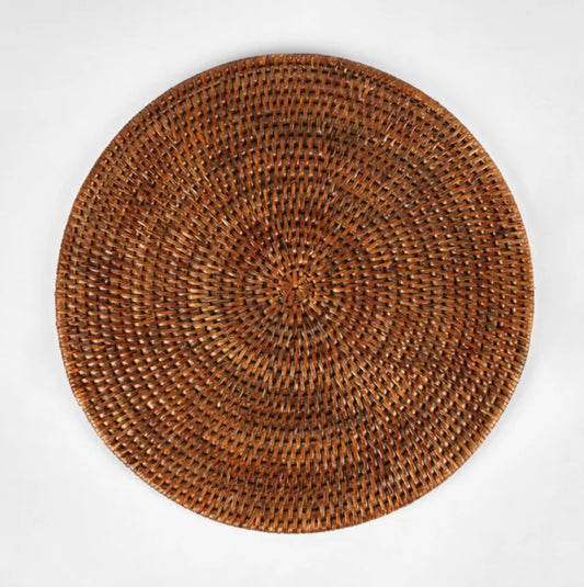 Rattan Round Placemat - Antique Brown - 33cm