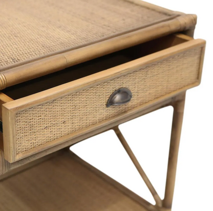 Cayman Rattan Hamptons One Drawer Bedside Table