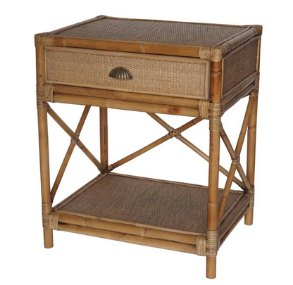 Cayman Rattan Hamptons One Drawer Bedside Table