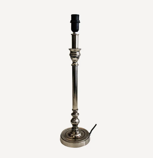 Round Small Lamp Base Antique Silver