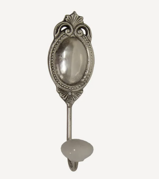 Silver Oval Hook with Beading
