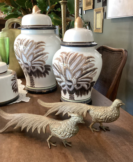 Vintage Brass Pheasants Set