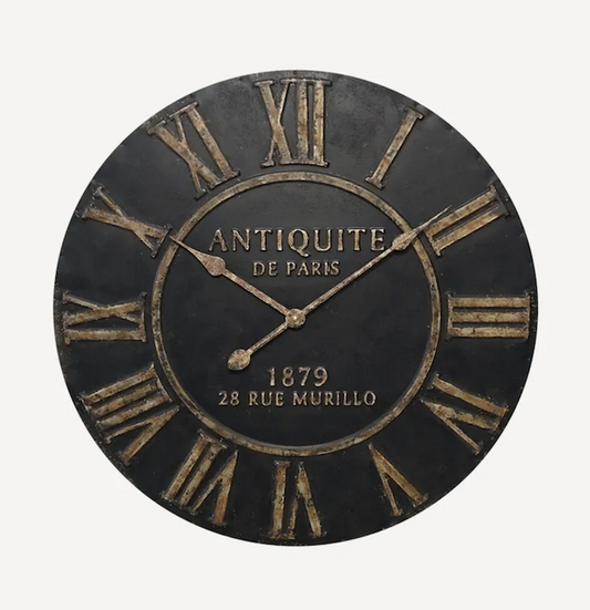 Vincent Charcoal Iron Wall Clock Roman Numerals